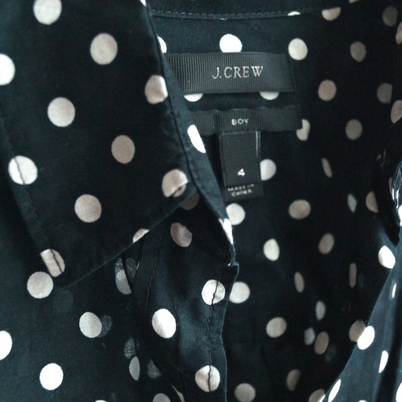 J. Crew boy fit navy polka dot blouse - Picture 2 of 5